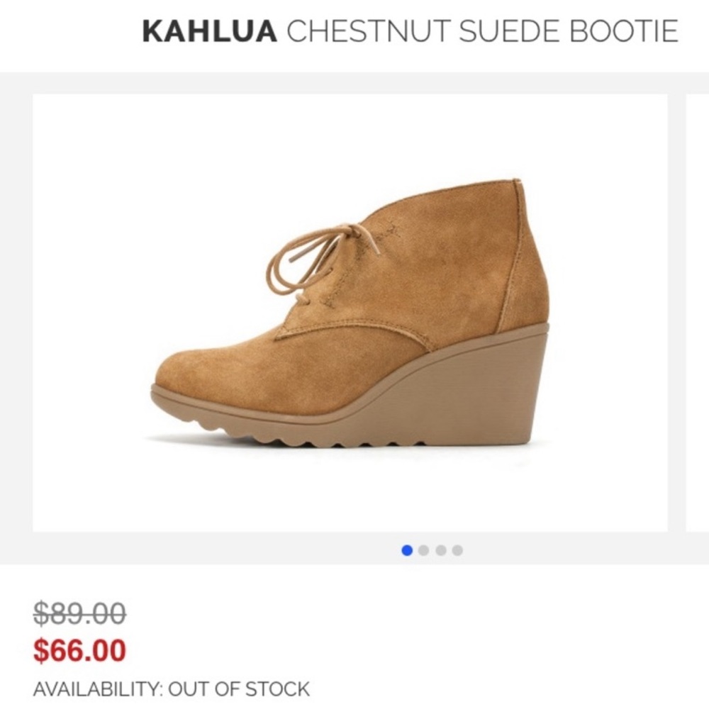 NWT - Women’s White Mountain Kahlua Lace Up Wedge Booties, Chestnut/Suede